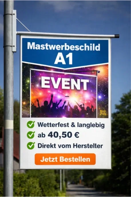 Mastwerbeschild A1 wetterfest 594 x 841 mm Made in Germany