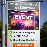 Mastwerbeschild A1 wetterfest 594 x 841 mm Made in Germany