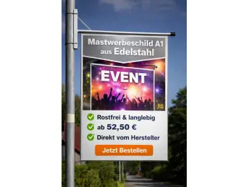 Mastwerbeschild A1 – wetterfest, langlebig – Made in Germany