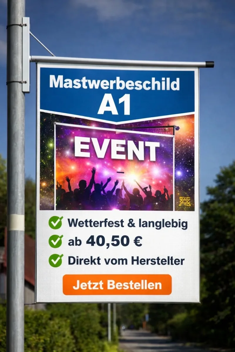 Mastwerbeschild A1 wetterfest 594 x 841 mm Made in Germany